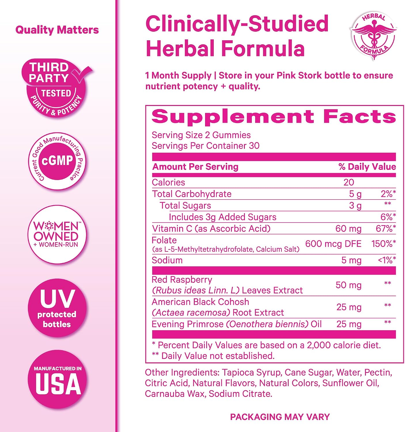 Pink Stork Hormone Balance Gummies for Women, 60 Vegan Gummies | PMS, Menopause & Perimenopause Support, Mood, Digestion, Temperature Comfort + Energy, Red Raspberry Leaf, Black Cohosh - PrimeBioHealth - canada supplements