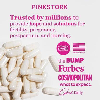 Pink Stork Labor Prep Supplement – Evening Primrose Oil & Red Raspberry Leaf for Third Trimester, Gentle Labor & Postpartum Support, Pregnancy & Breastfeeding Safe, 60 Vegan Capsules - PrimeBioHealth - canada supplements