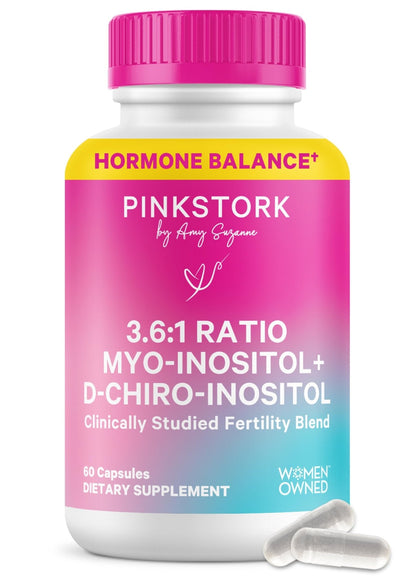 Pink Stork Myo-Inositol & D-Chiro Inositol: 3.6:1 Blend to Support Fertility, Hormone Balance for Women - Ovarian Function, Ovulation, Conception, and Period Support Supplement - 60 Capsules - PrimeBioHealth - canada supplements
