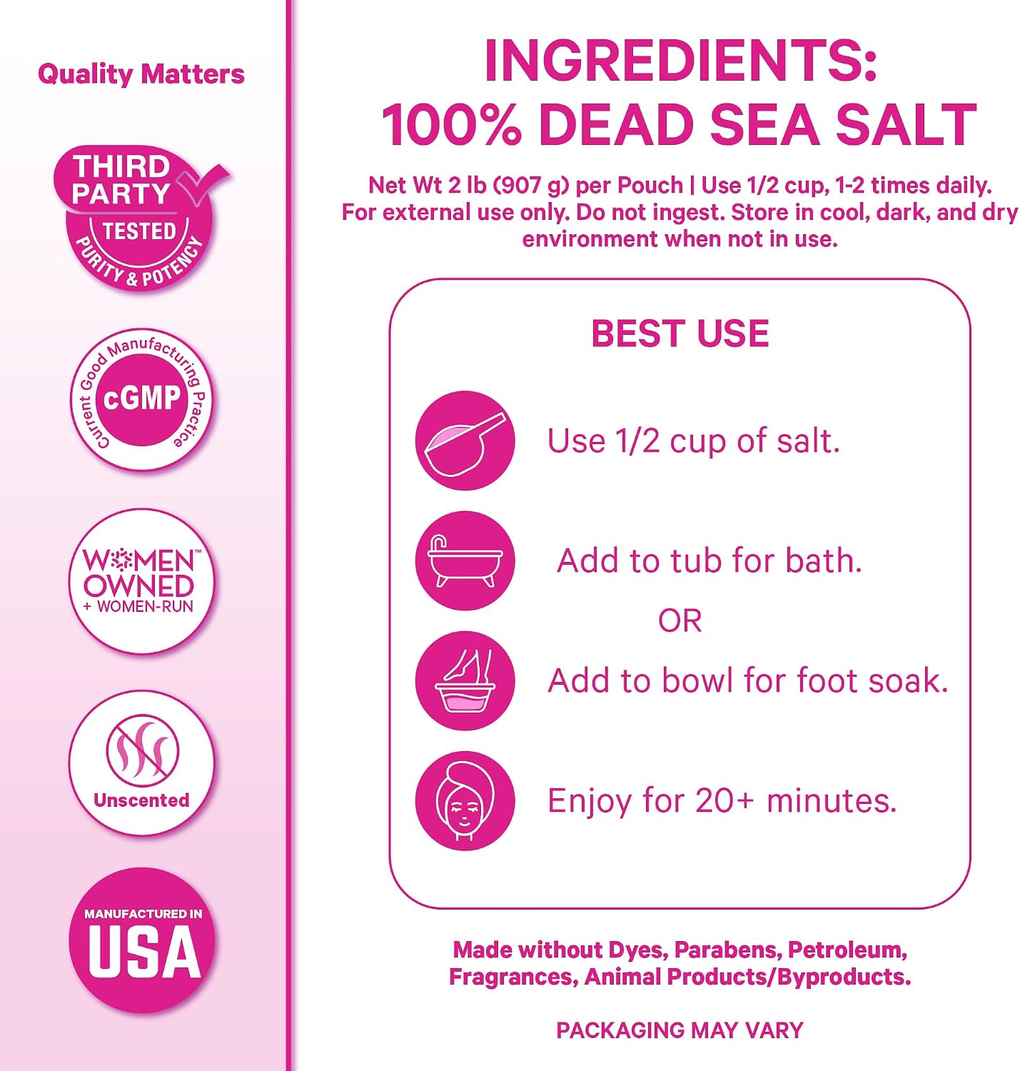 Pink Stork Pregnancy Bath Soak with Pure Magnesium Flakes, Unscented, 2 lb | 100% Dead Sea Salt, Support Pregnancy Comfort, Ease Feelings of Stress, Clean, Fragrance-Free - PrimeBioHealth - canada supplements