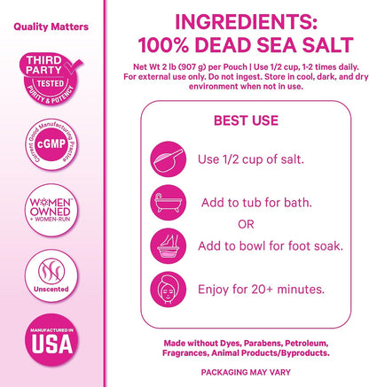 Pink Stork Pregnancy Bath Soak with Pure Magnesium Flakes, Unscented, 2 lb | 100% Dead Sea Salt, Support Pregnancy Comfort, Ease Feelings of Stress, Clean, Fragrance-Free - PrimeBioHealth - canada supplements