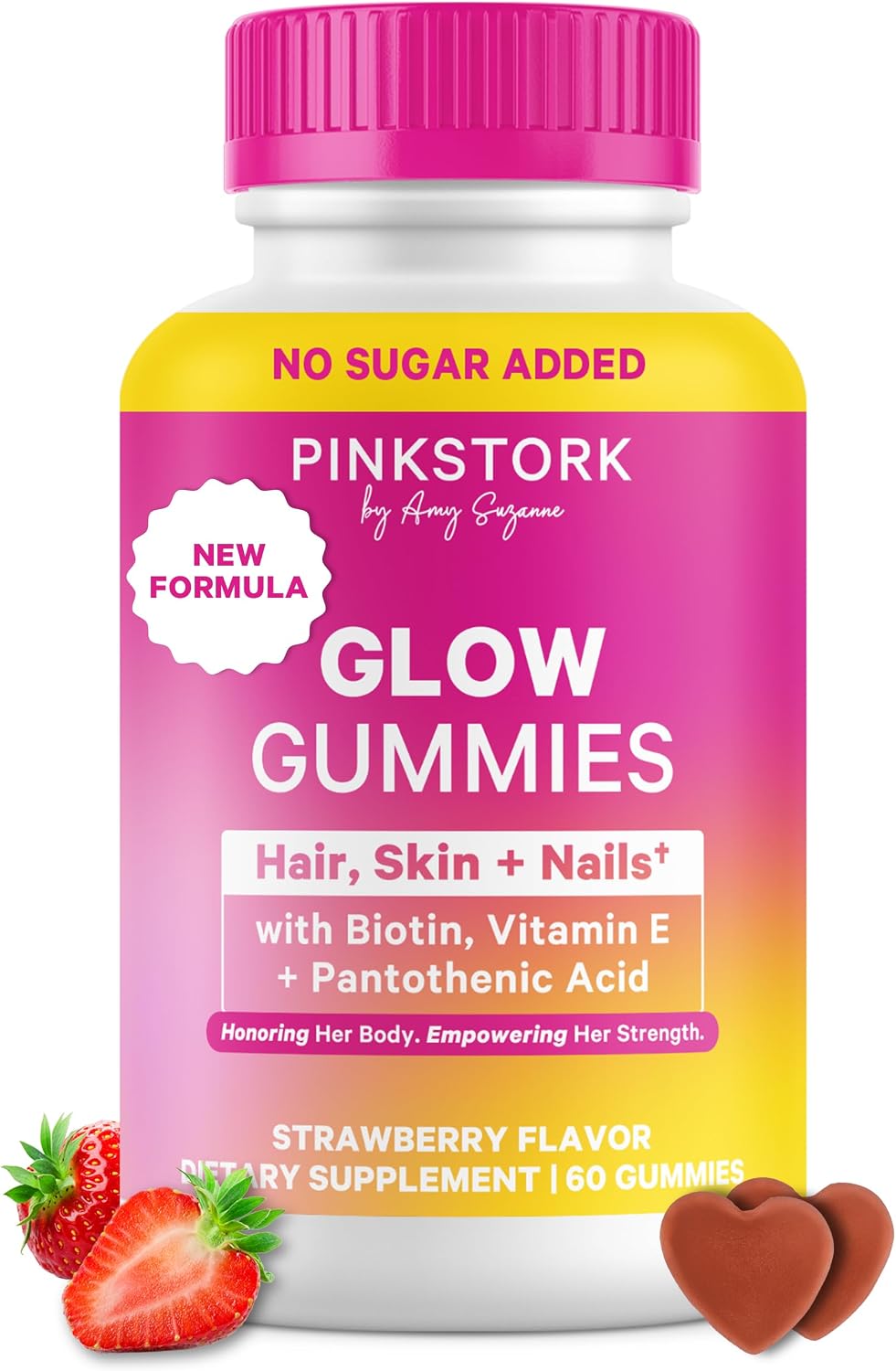 Pink Stork Total Glow Gummies for Women – Hair, Skin & Nails Vitamin with Biotin, Vitamin A, B6, B12, Folate, Zinc & More – Support for Radiant Skin, Strong Nails, and Healthy Hair – 60 Berry Gummies | Hair, Skin & Nails Vitamin with Biotin, Vitamin A, B6 - PrimeBioHealth - canada supplements