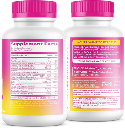 Pink Stork Total Glow Gummies for Women – Hair, Skin & Nails Vitamin with Biotin, Vitamin A, B6, B12, Folate, Zinc & More – Support for Radiant Skin, Strong Nails, and Healthy Hair – 60 Berry Gummies | Hair, Skin & Nails Vitamin with Biotin, Vitamin A, B6 - PrimeBioHealth - canada supplements