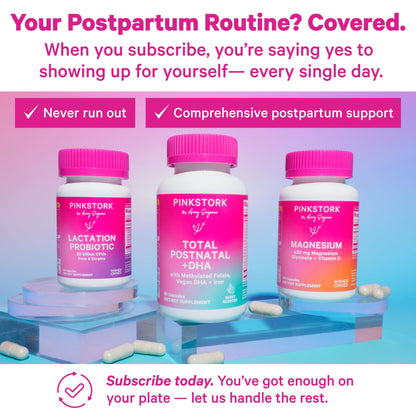 Pink Stork Total Postnatal Vitamins for Women | Vegan DHA, Iron, Folate, B12 | Postpartum Recovery Essentials | Lactation Support for Breastfeeding Moms - PrimeBioHealth - canada supplements