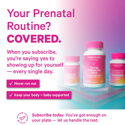 Pink Stork Total Prenatal Vitamins with DHA, Folate, Iron, Choline, and Vitamin B12 - Prenatals for Women to Support Fetal Development, Pregnancy Essentials - PrimeBioHealth - canada supplements