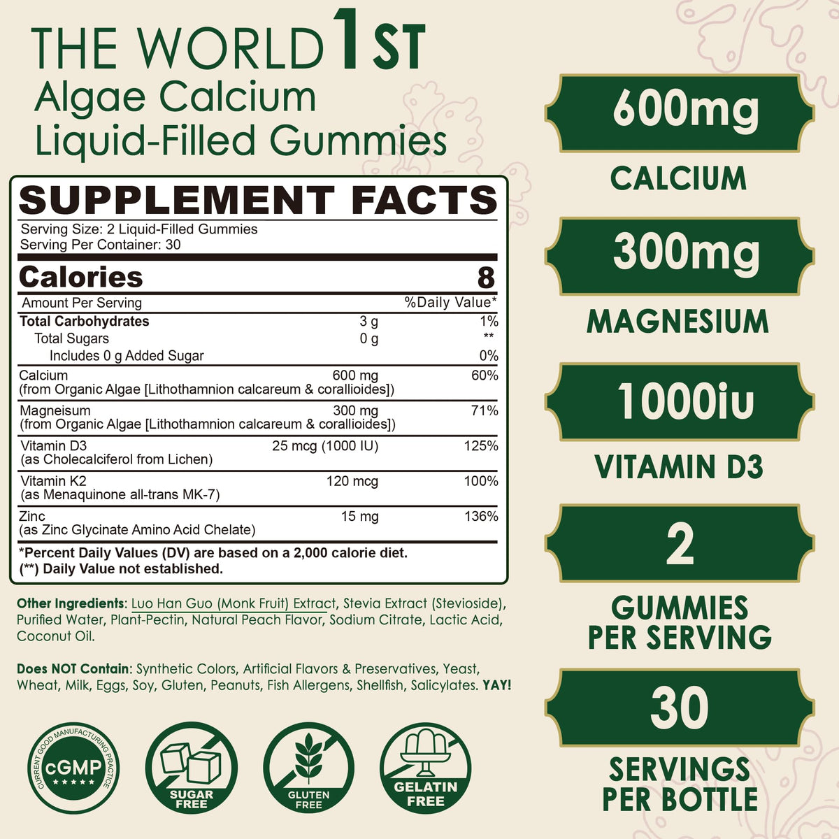 Plant Based Calcium Gummies 600mg with Vitamin D3 K2, Magnesium, Zinc for Bone Strength, Sugar Free Calcium Supplements for Women & Men (Certified Vegan) - PrimeBioHealth - canada supplements