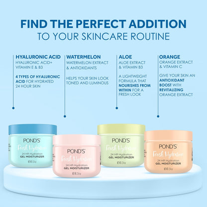 POND’S Fresh Hydration Gel Moisturizer – 24 HR Hydration with Vitamin E, Hyaluronic Acid & Vitamin B3 – Alcohol & Oil - PrimeBioHealth - canada supplements