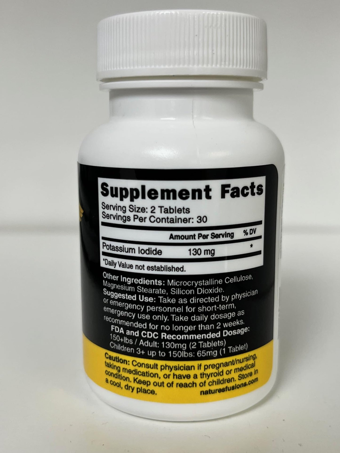 Potassium Iodide Tablets 130 mg - (60 Tablets) 10 Year Shelf-Life EXP 2034 to 2035 - Ki Pills - Yoduro de potasio - Nutri Supplements - 3rd Party Tested - PrimeBioHealth - canada supplements
