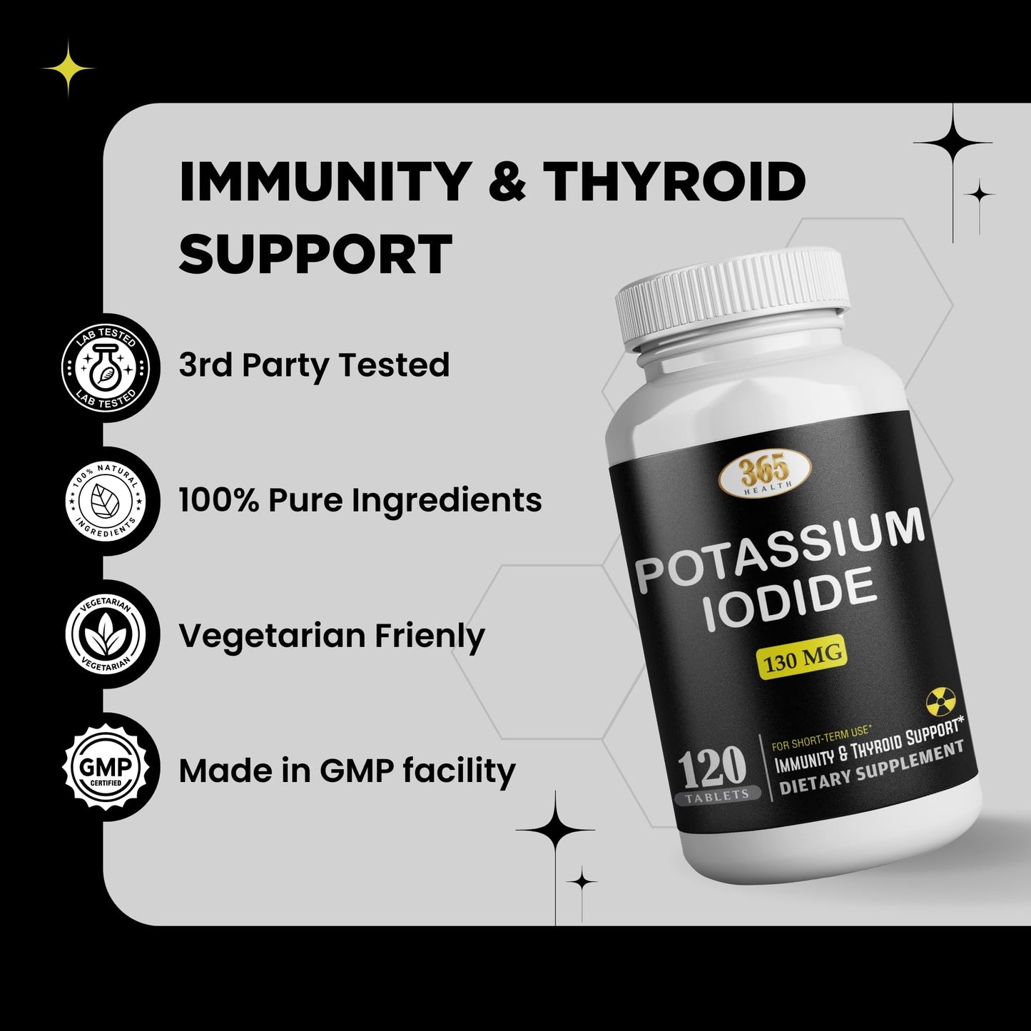 Potassium Iodide130 mg - KI Tablets- Potassium130 mg - USA Made Potassium Iodine Pills YODO Naciente - PrimeBioHealth - canada supplements
