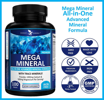Potent Garden Mega Mineral Supplement Complete Mineral Complex with Calcium Magnesium Zinc Potassium Boron Selenium Chromium & 72 Trace - PrimeBioHealth - canada supplements