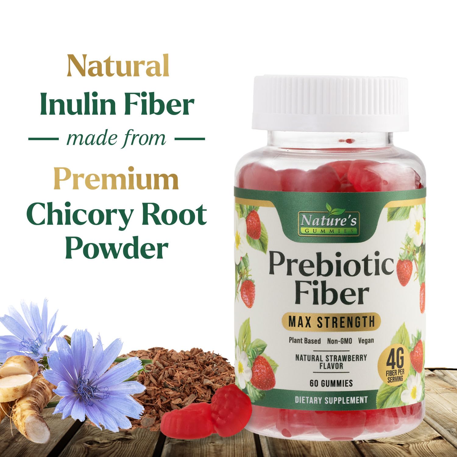Prebiotic Fiber Gummies - 4g Dietary Fiber Per Serving - Extra Strength Daily Supplement for Adults - Tasty Strawberry Flavor - Plant Based Digestive - PrimeBioHealth - canada supplements