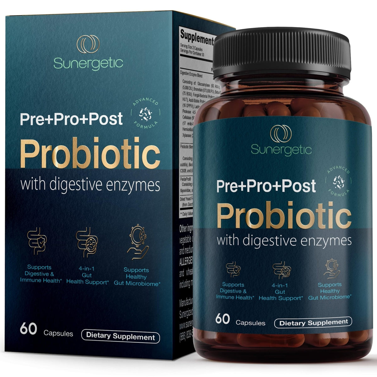 Premium 4-in-1 Probiotic Prebiotic, Postbiotic & Digestive Enzymes for Men & Women – Supports Gut, Digestion & Immunity –Complete Gut Health with Pre, Post - PrimeBioHealth - canada supplements