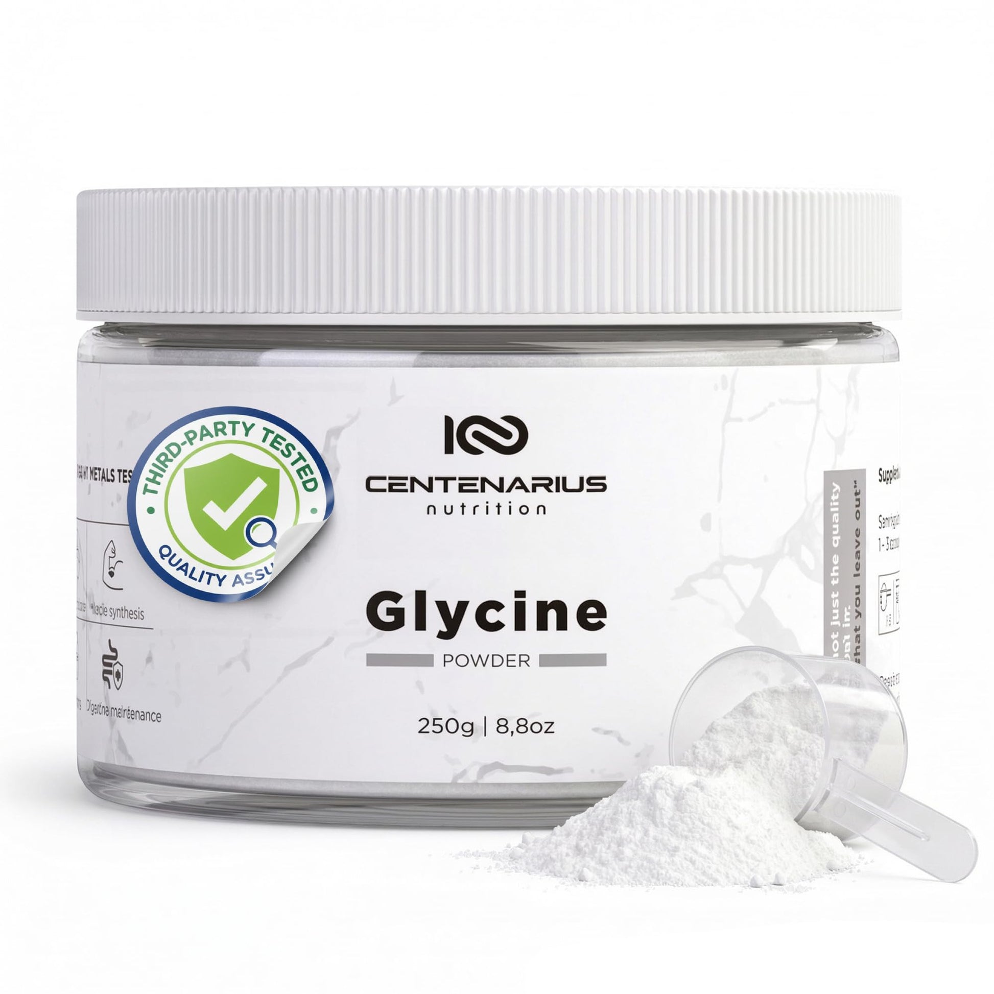 Premium Glycine Powder 250g | Amino Acids Supplement for Post Workout Muscle Recovery, Digestion, Sleep Aid + More - Vegan, Additive-Free - PrimeBioHealth - canada supplements