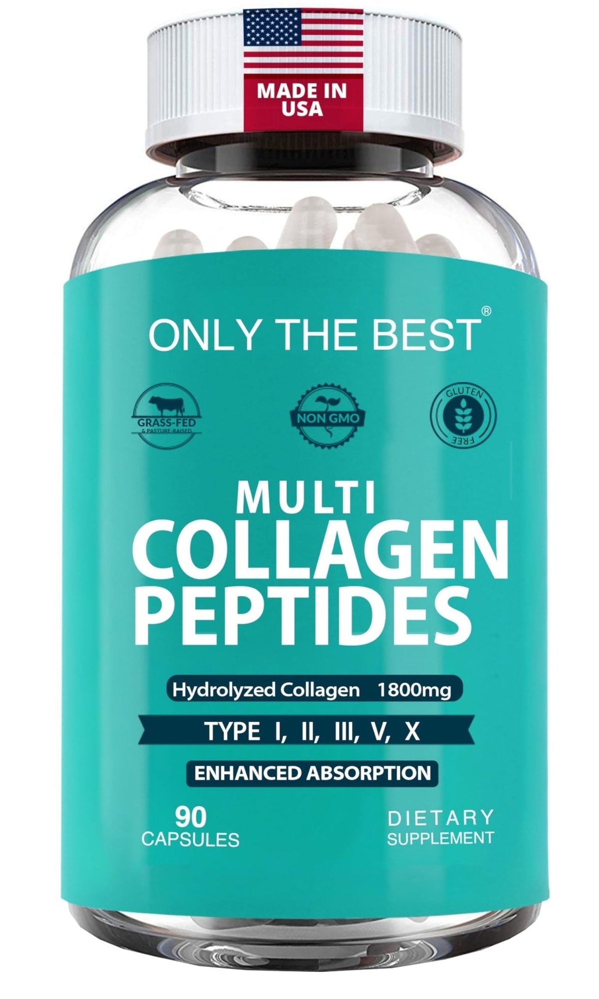 Premium Multi Collagen Peptides Capsules 1800mg - Types I, II, III, V, X To Support Skin, Hair, Nails - Helps Bones, Joints, Muscles, & Digestive Health - PrimeBioHealth - canada supplements