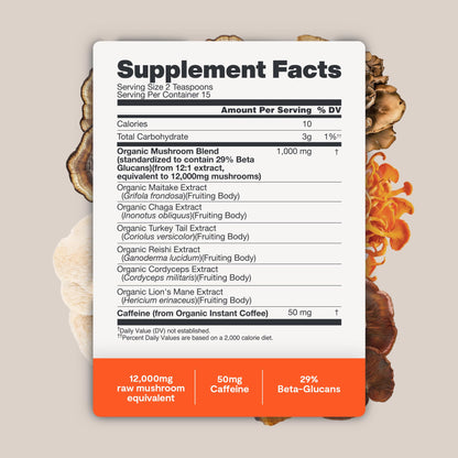 Premium Organic Mushroom Coffee – 12:1 Fruiting Body Extract – 29% Beta-Glucans – Smooth Tasting, 3rd-Party Tested for Clean Energy, No Jitters, Focus, Immune Support (15 Servings) - PrimeBioHealth - canada supplements