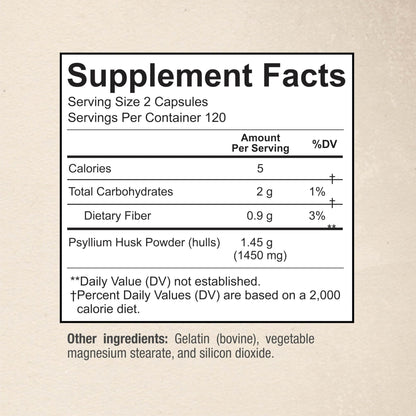 Premium Psyllium Husk Fiber Supplement 1450mg, 240 Capsules - PrimeBioHealth - canada supplements
