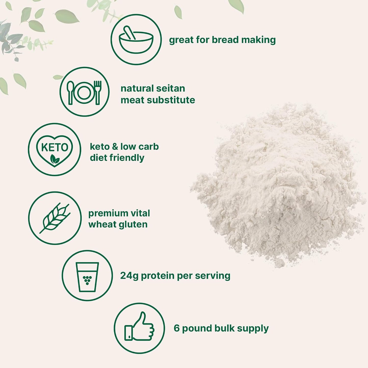 Premium Vital Wheat Gluten, 6lbs Powder | Great for Bread Making & Seitan | 24g High Protein Per Serving | Low Carb Baking Flour | Plant Based | Vegan & Keto Friendly | Non-GMO - PrimeBioHealth - canada supplements