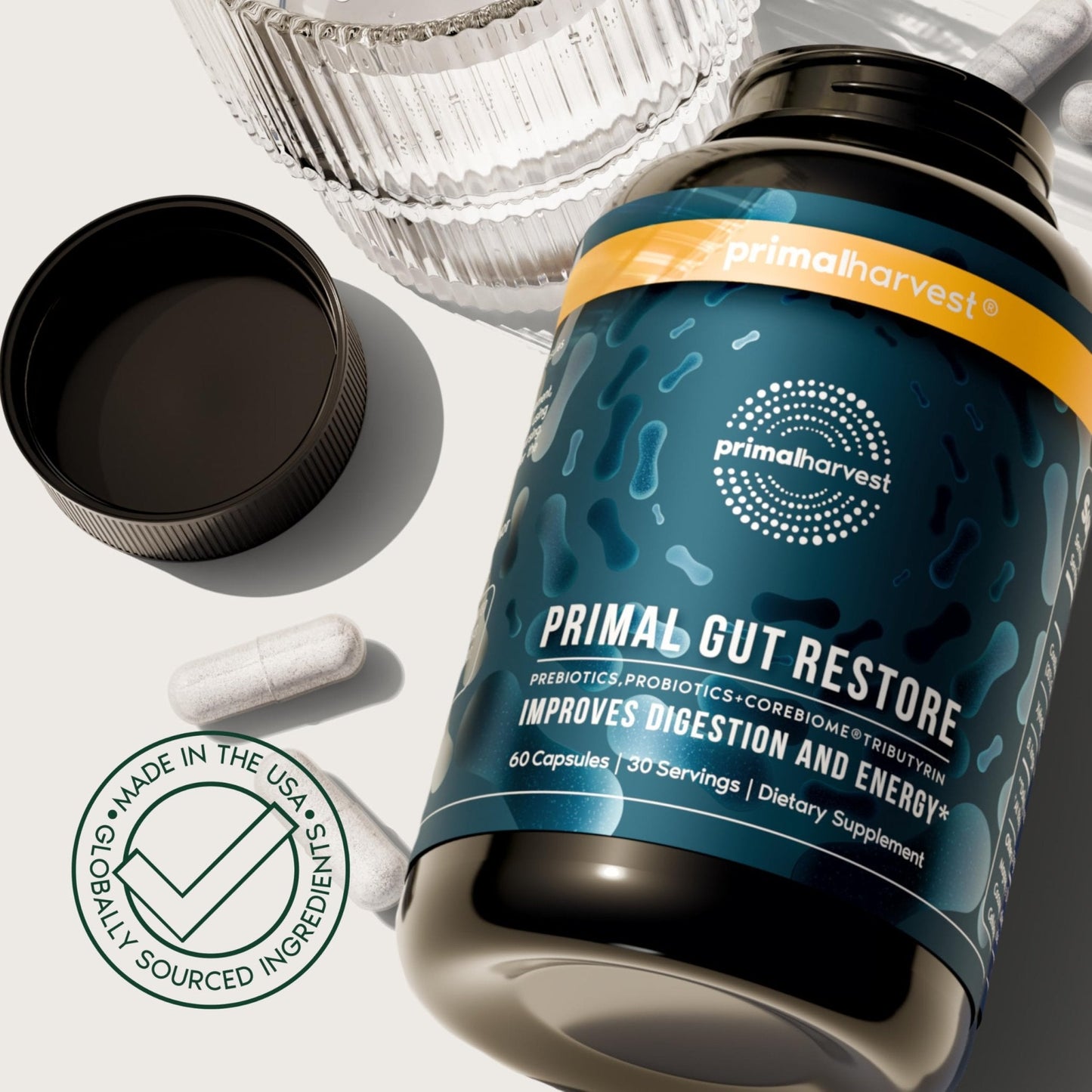 Primal Harvest 2 Pack, Restore for Gut Health, Primal Gut Restore w/POSTbiotics, PREbiotics and PRObiotics for Women and Men, 60 CT - Digestion, - PrimeBioHealth - canada supplements