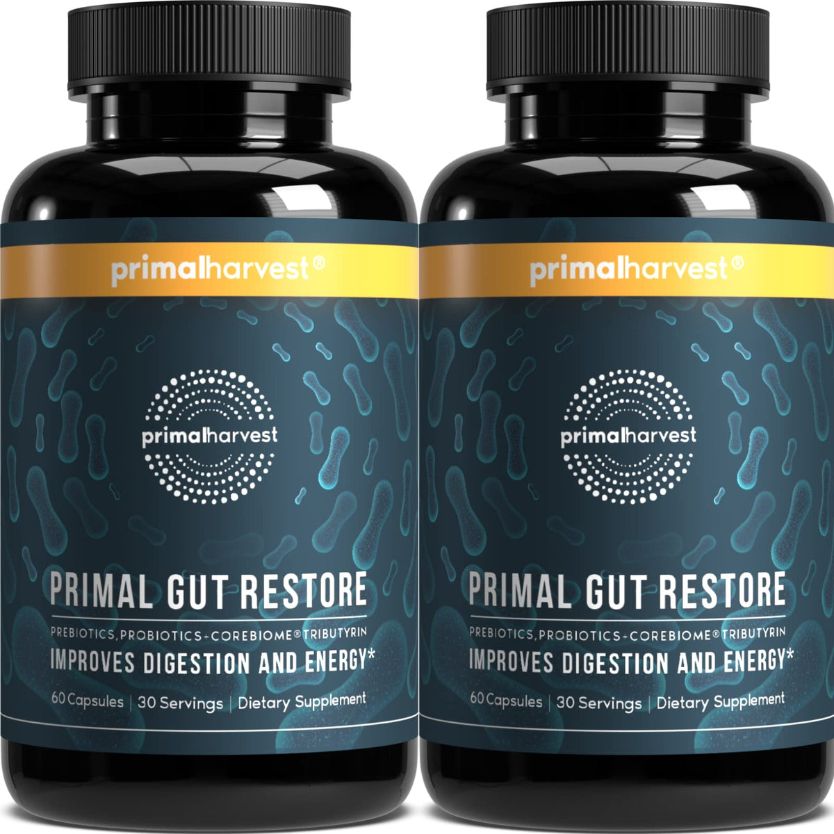 Primal Harvest 2 Pack, Restore for Gut Health, Primal Gut Restore w/POSTbiotics, PREbiotics and PRObiotics for Women and Men, 60 CT - Digestion, - PrimeBioHealth - canada supplements