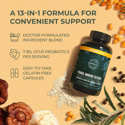Primal Harvest Immune Defense 10-in-1 Supplement with Probiotics, Zinc, and Vitamins C, D3, K2, B6 Daily Immune Support for Adults - PrimeBioHealth - canada supplements