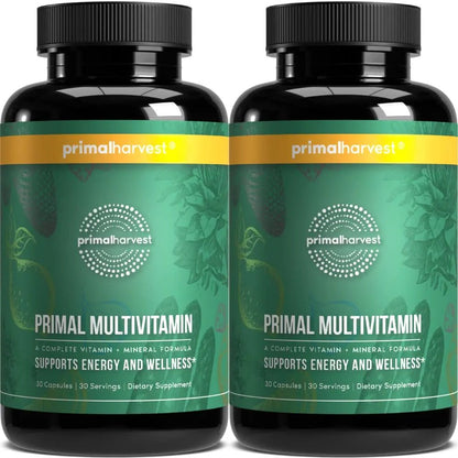 Primal Harvest Primal Multivitamin - Daily Multi-Vitamin Supplement with 21 Essential Vitamins & Minerals for Women & Men (2 Pack (30 Count)) - PrimeBioHealth - canada supplements