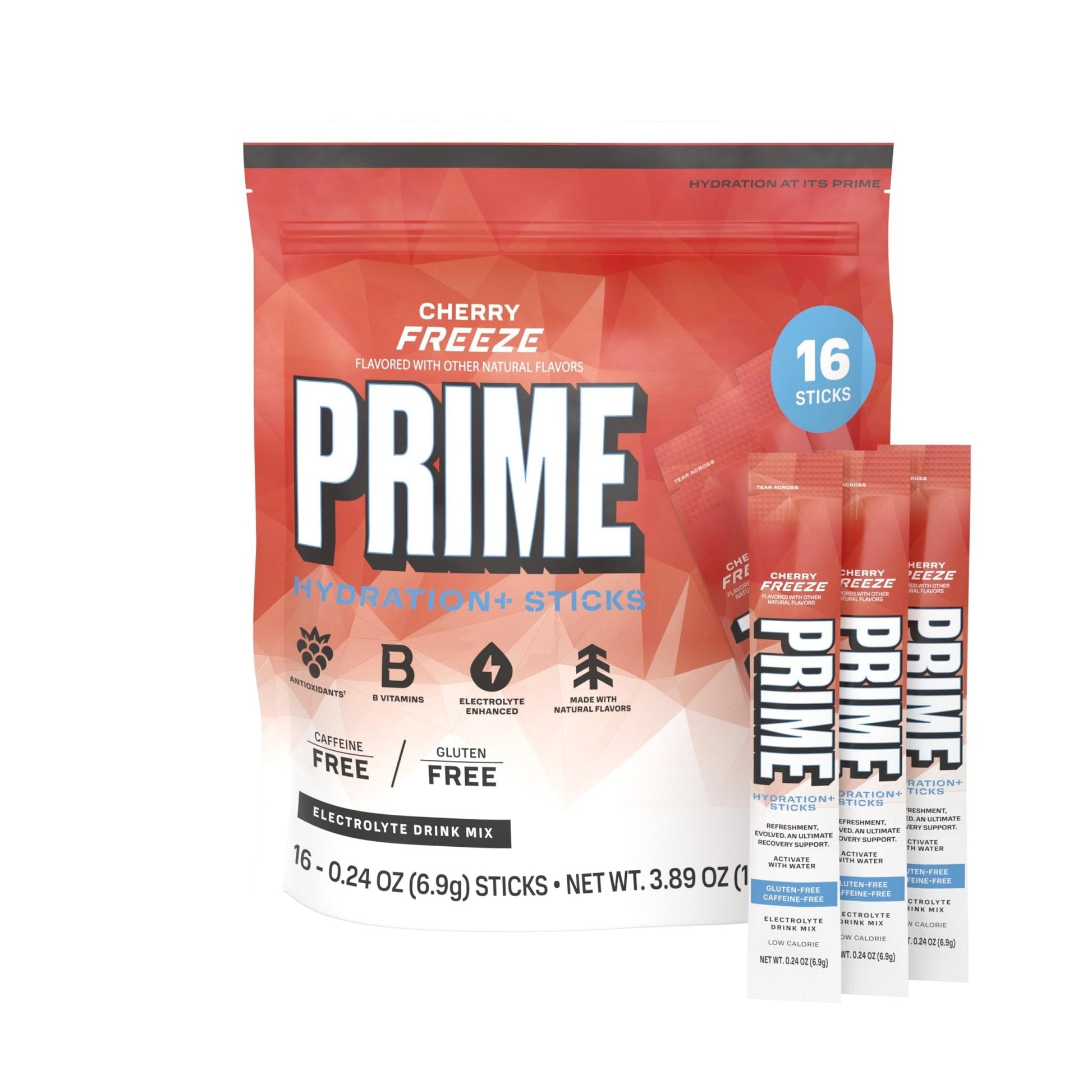 PRIME HYDRATION+ Electrolyte Powder Sticks, Cherry Freeze, Sugar Free Hydration Drink Mix with Potassium, Magnesium & B Vitamins - PrimeBioHealth - canada supplements