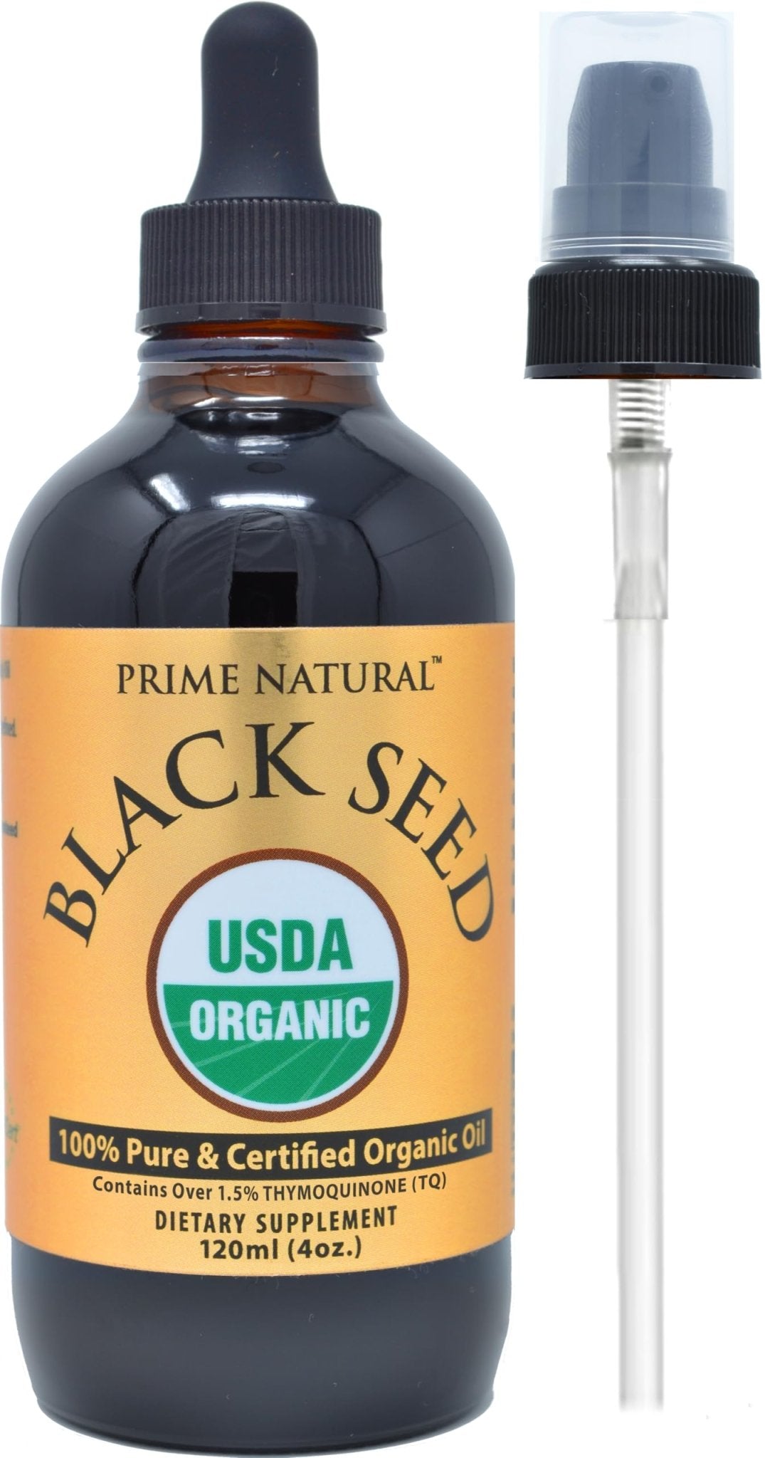 Prime Natural Organic Black Seed Oil 4oz - Cold Pressed Unrefined High Thymoquinone 1.7% USDA Certified - Turkish Origin Potent Nigella Sativa Liquid - PrimeBioHealth - canada supplements
