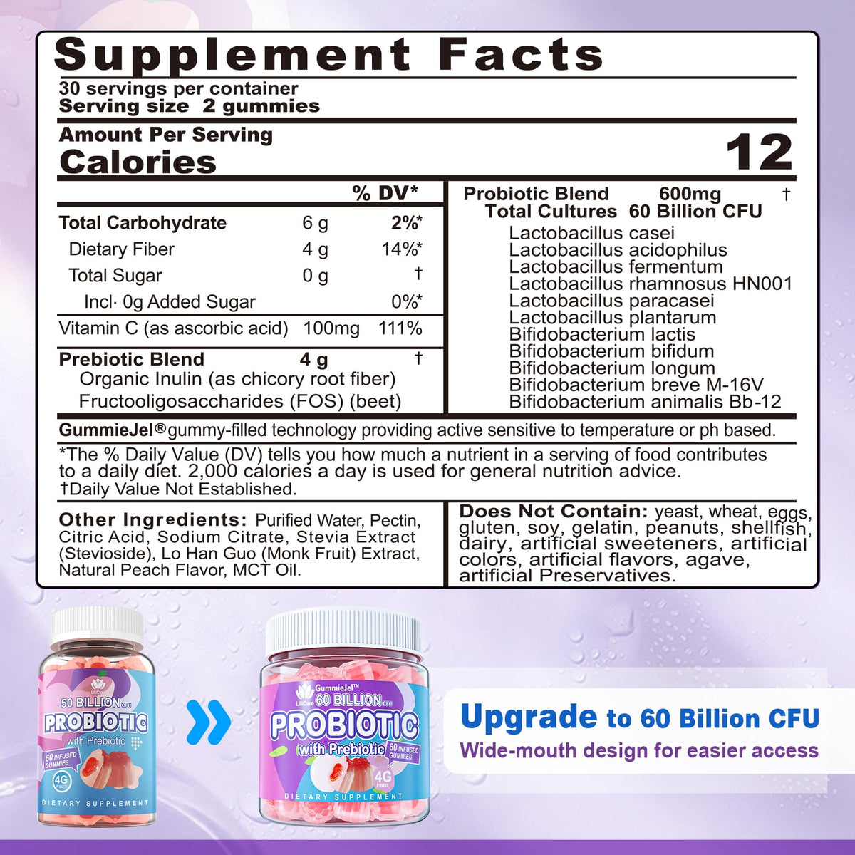 Probiotic Gummies 60 Billion CFU for Women Men & Kids, 11 Strains Probiotics + Organic Prebiotics Fiber for Immune, Digestive Health, Supports Constipation, - PrimeBioHealth - canada supplements