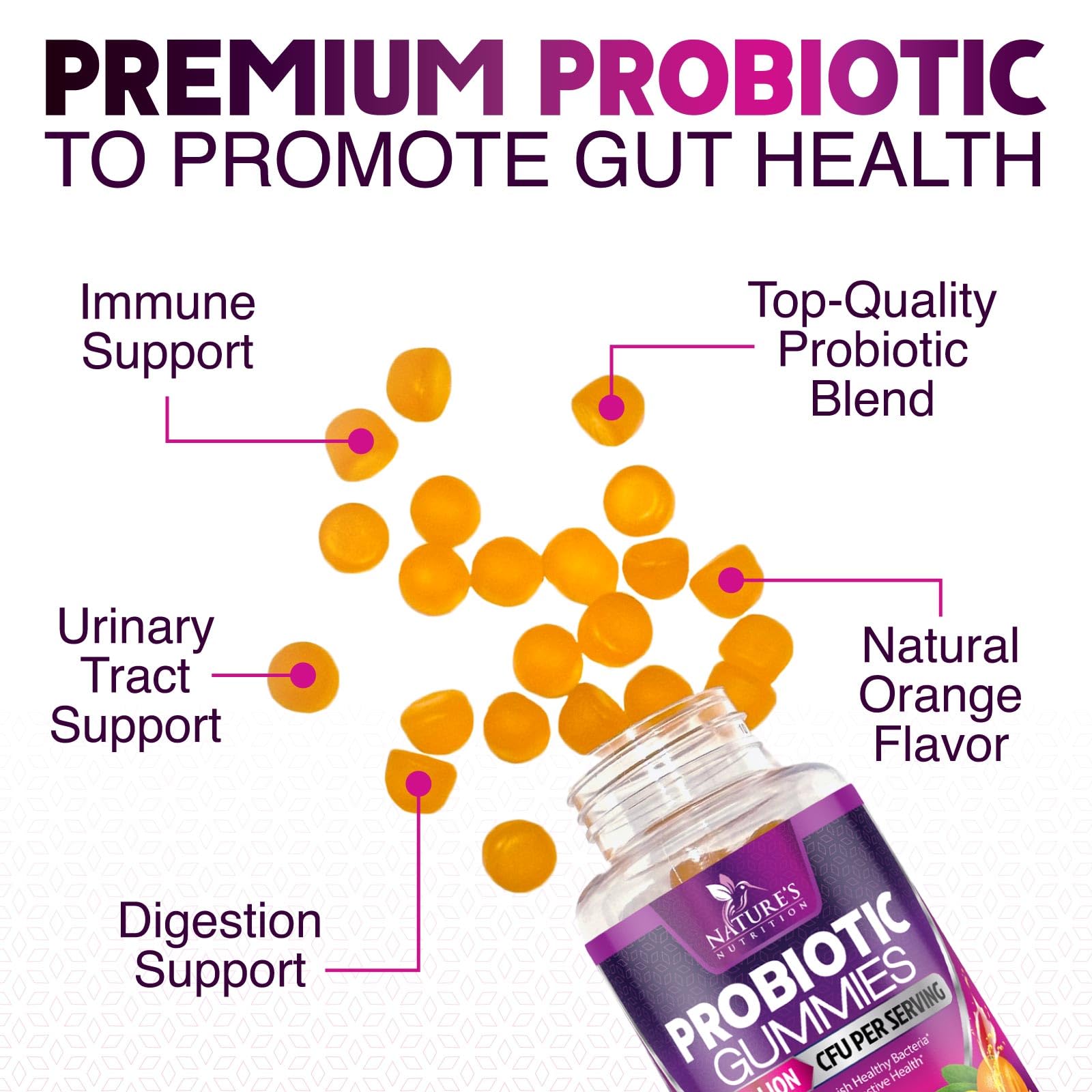 Probiotics for Digestive Health Gummies - 6 Unique Strains for Daily Immune Support & Gut Health, Supports Constipation, Gas & Bloating - Best Probiotic Supplement - PrimeBioHealth - canada supplements