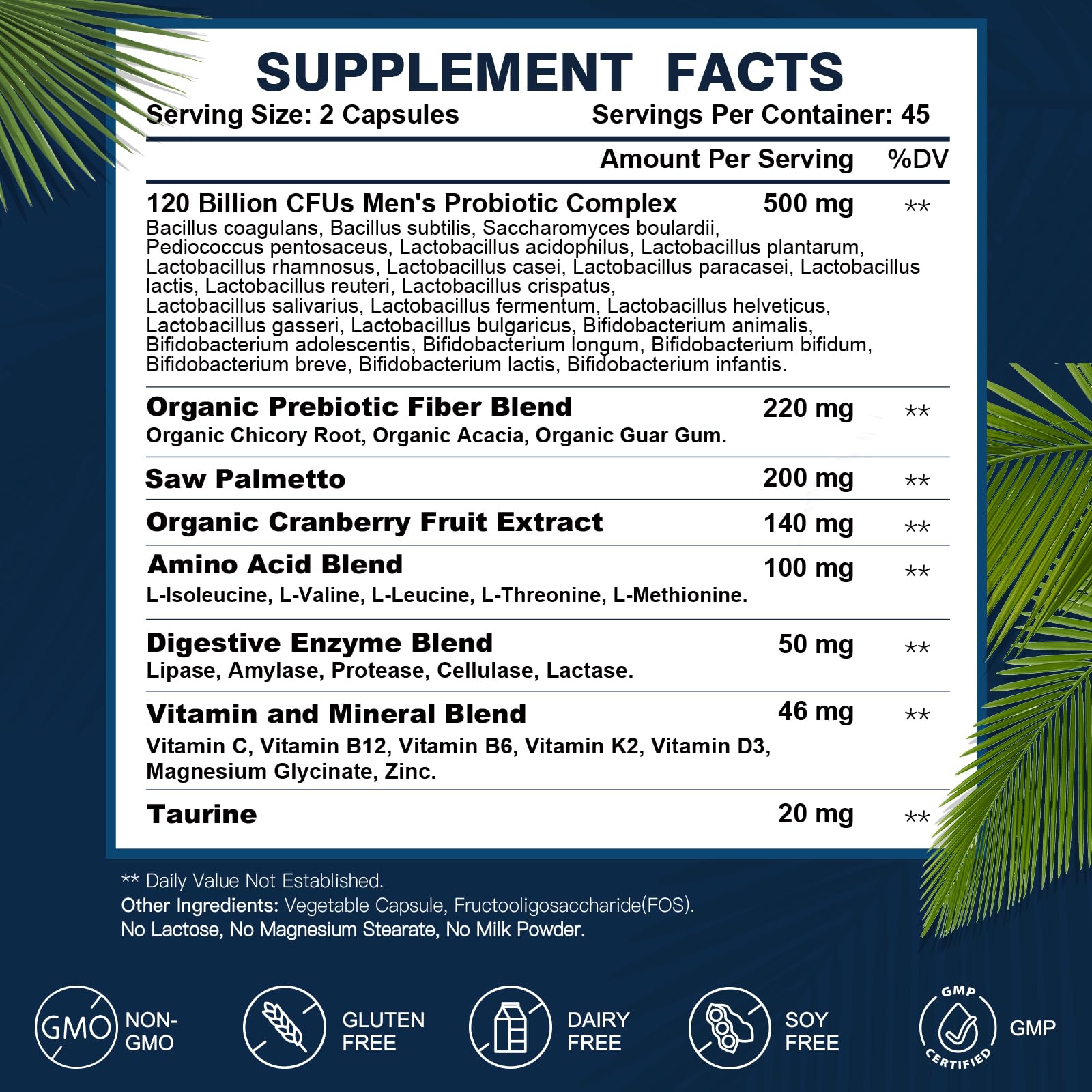 Probiotics for Men Digestive Health, 120 Billion CFUs Mens Probiotic with Digestive Enzymes & Prebiotics & Saw Palmetto & Cranberry for Gut, Prostate & Urinary Tract Health, Shelf Stable, 90 Capsules - PrimeBioHealth - canada supplements