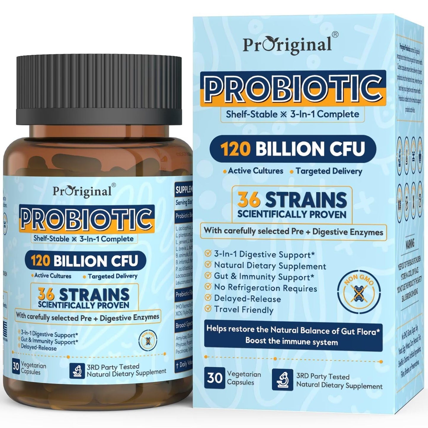 Probiotics for Women & Men 120 Billion CFU with 36 Probiotic Strains for Digestive Health and Gut Health, Delayed Release Capsules, Stomach Acid Resistant, - PrimeBioHealth - canada supplements