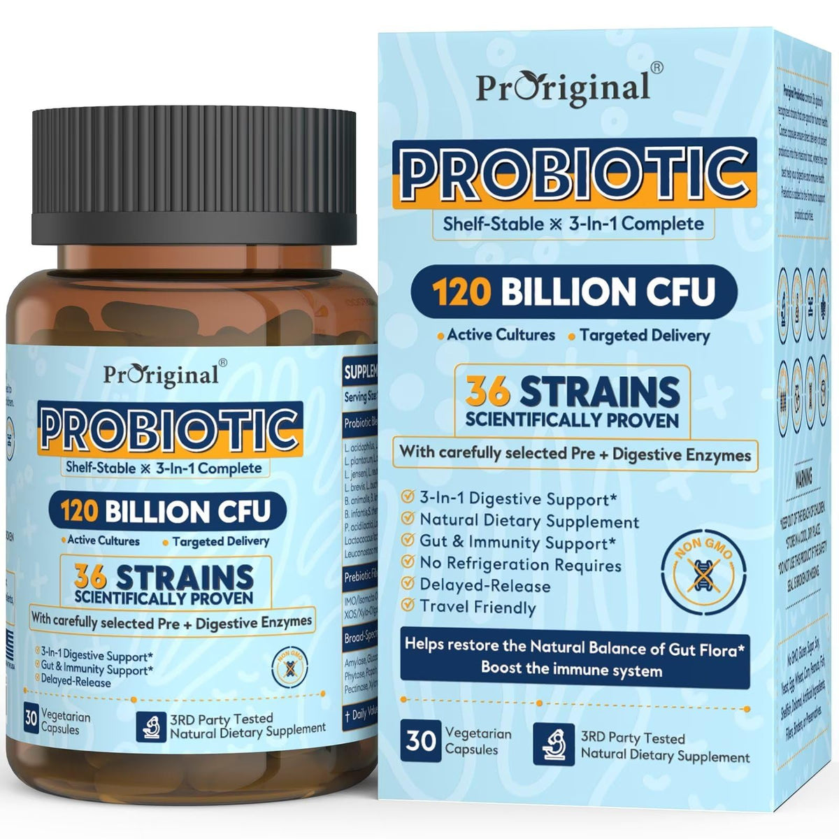Probiotics for Women & Men 120 Billion CFU with 36 Probiotic Strains for Digestive Health and Gut Health, Delayed Release Capsules, Stomach Acid Resistant, - PrimeBioHealth - canada supplements