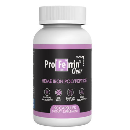 Proferrin Clear Heme Iron Supplement, 90 Capsules- Superior Absorption, Easy on The Gut, Natural, Made in The US - PrimeBioHealth - canada supplements