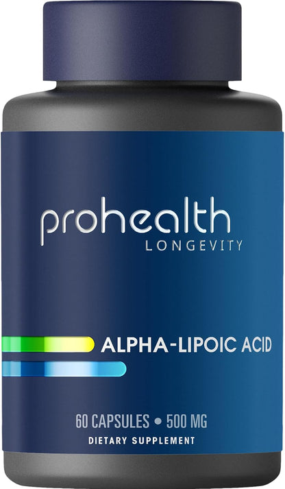 ProHealth Alpha Lipoic Acid High Potency 500mg Promotes Metabolism, Younger Looking Skin, and Cellular Energy. Fights Fatigue and Brain Fog. Protects Heart, Brain, and Liver Health. 60 Servings. - PrimeBioHealth - canada supplements