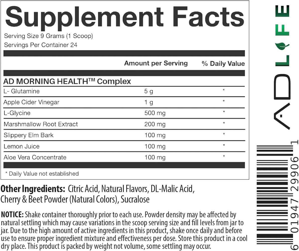 Project AD Life Good Morning Detox and Performance Drink, Naturally Flavored and Formulated with L-GLutamine, Apple Cider Vinegar, and Aloe Vera (24 Servings, Summer Fruits) - PrimeBioHealth - canada supplements