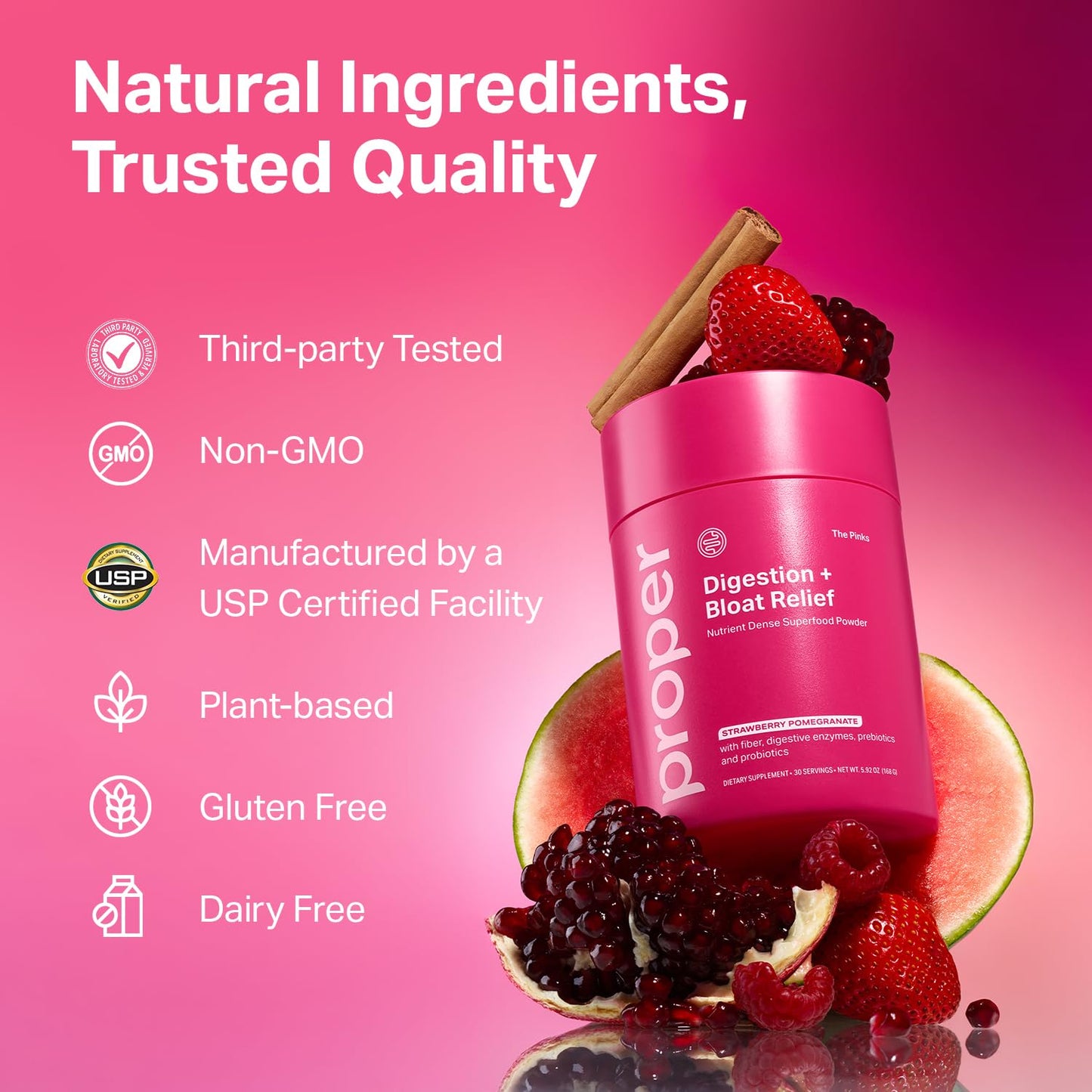 Proper, The Pinks Digestion and Bloat Relief. Drink Mix with Gut Health Probiotics, Prebiotics, Beet Root & Enzymes for Digestive Support. Bloating and Microbiome - PrimeBioHealth - canada supplements