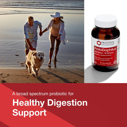 PROTOCOL FOR LIFE BALANCE Proto Dophilus 100 Billion 10 Strains - Support Digestive Gut Health Immune System & Detox - Dairy, Wheat, Soy & Gluten Free - Vegan & Nut Free - 30 Veg Capsules - PrimeBioHealth - canada supplements