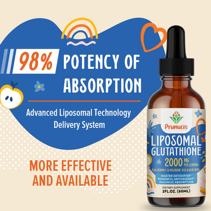Prunucis 2000MG Liposomal Glutathione Liquid, 98% Absorption, Active Form L-Glutathione Supplement, - PrimeBioHealth - canada supplements