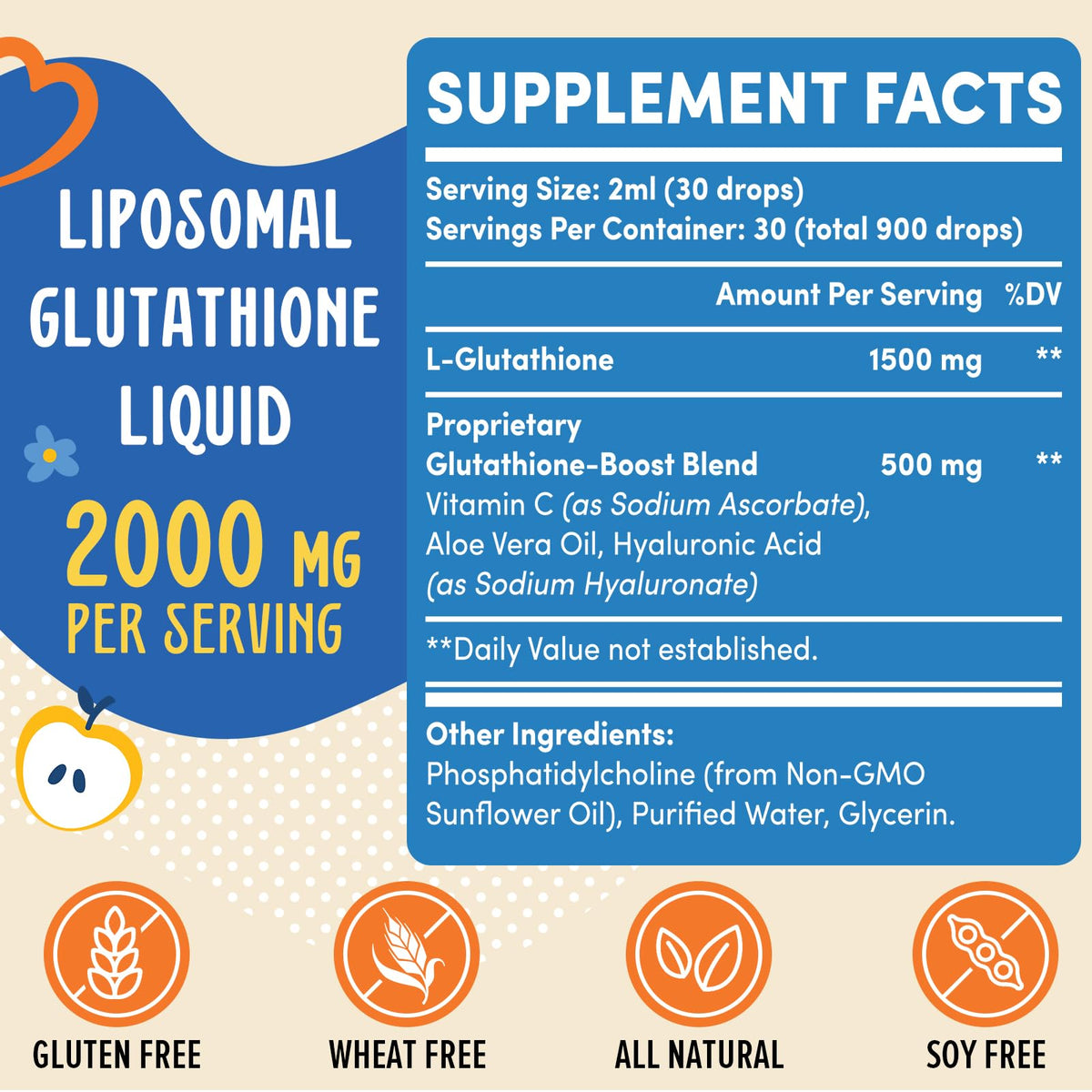 Prunucis 2000MG Liposomal Glutathione Liquid, 98% Absorption, Active Form L-Glutathione Supplement, - PrimeBioHealth - canada supplements