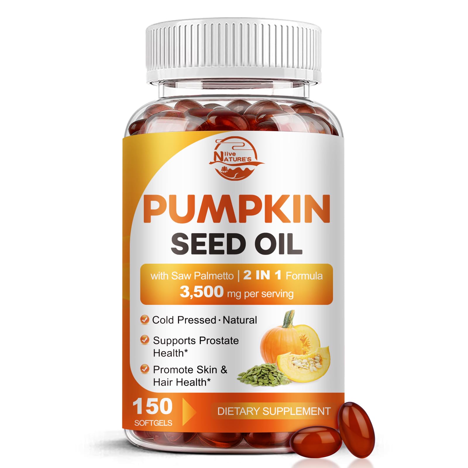 Pumpkin Seed Oil with Saw Palmetto, 3500mg Max Strength per Serving, 150 Softgels, Cold-Pressed with Essential Fatty Acids & Phytosterols, Supports Immune - PrimeBioHealth - canada supplements