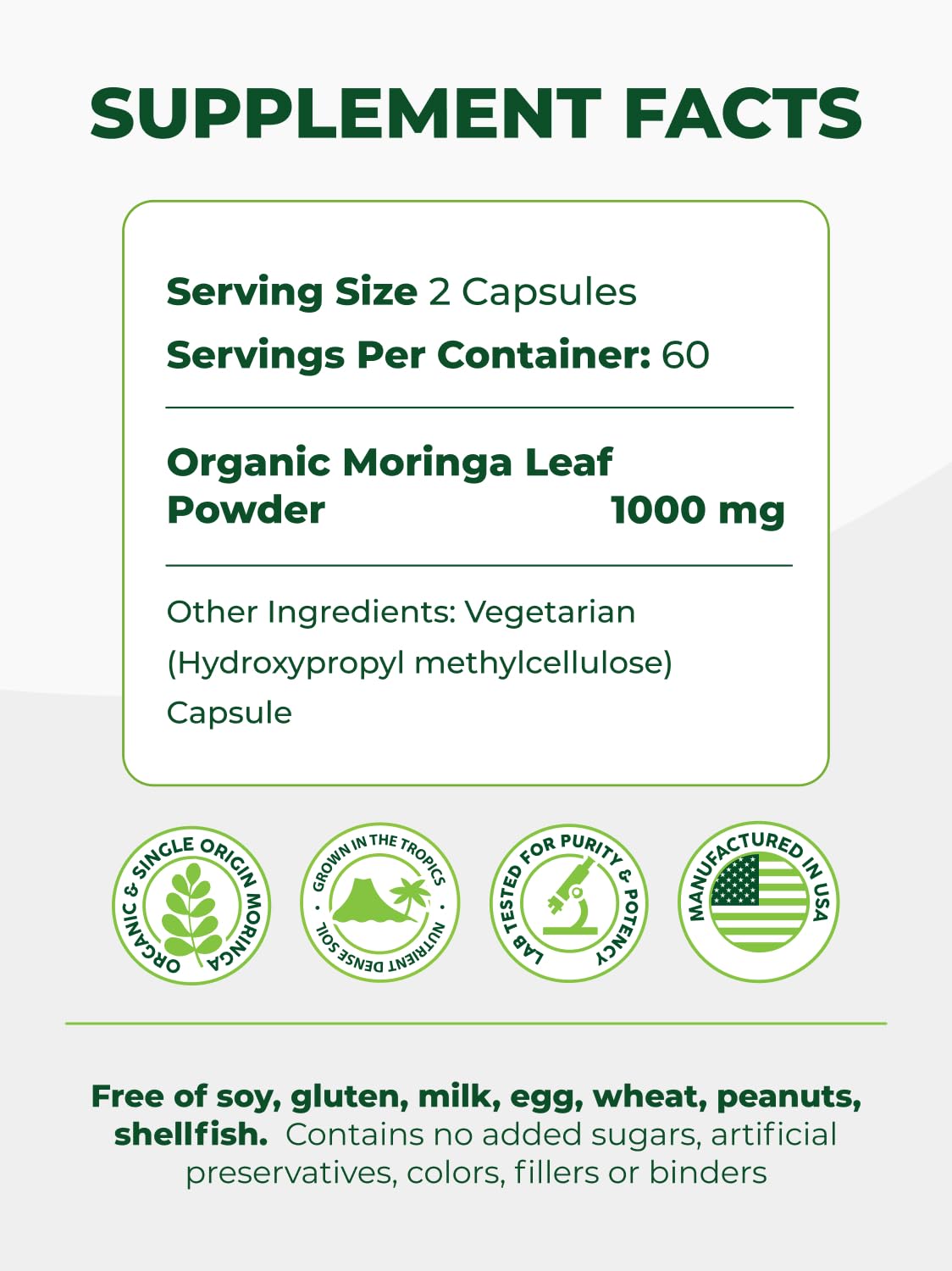 PURA VIDA MORINGA Organic Moringa Capsules, Pure Moringa Leaf Powder Single Origin for Energy, Metabolism & Immune Support - PrimeBioHealth - canada supplements
