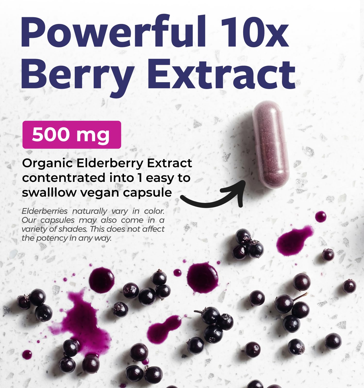 PURE CO Organic Elderberry 10:1 Extract 500mg Per 1 Capsule Serving - Vegan Black Elderberry Supplement for Immune Support, Allergy, Sinus Relief - Sambucus Nigra - 30 Caps - PrimeBioHealth - canada supplements