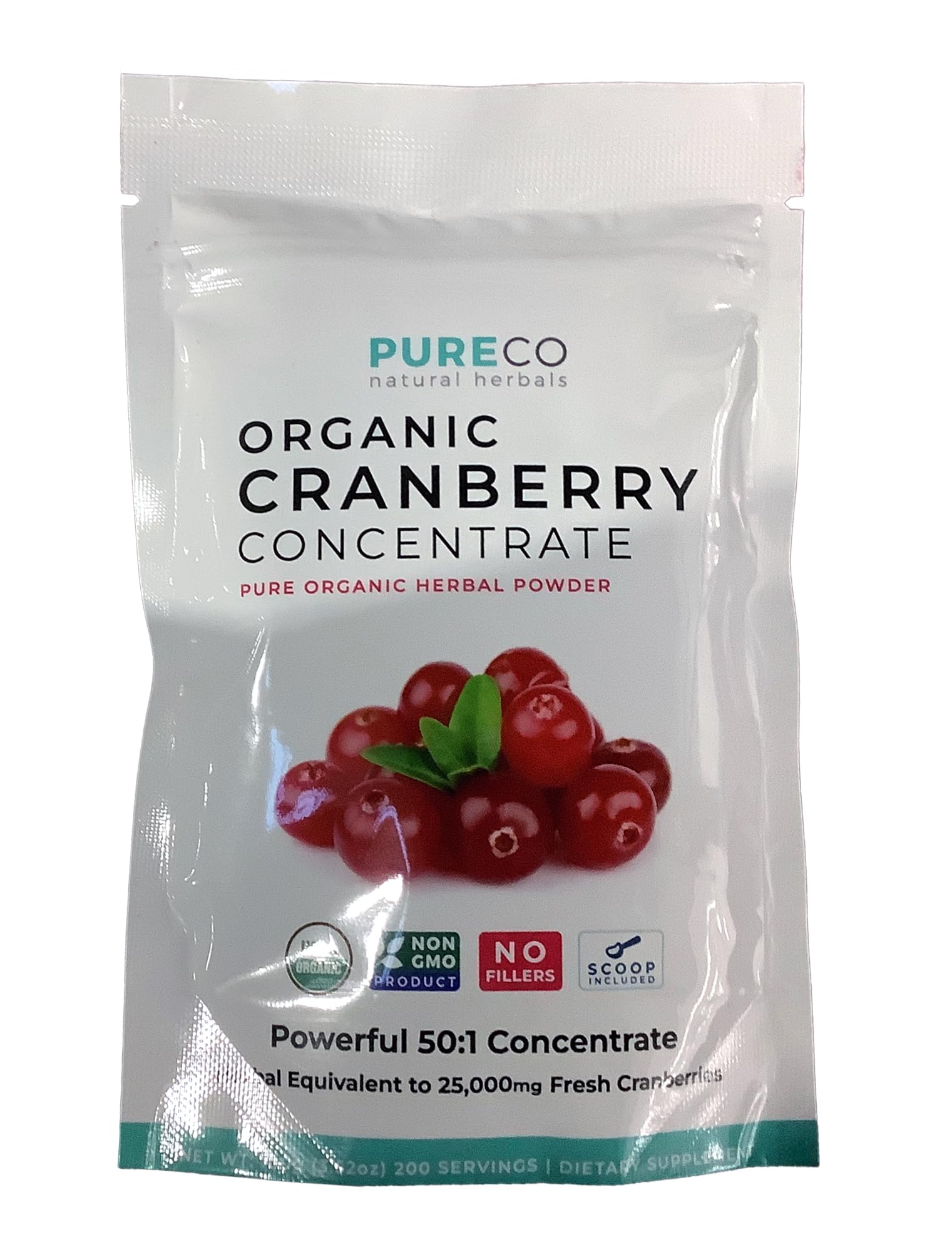 PURE CO USDA Organic Cranberry Concentrate Powder - Organic Cranberry Powder 500mg 50:1 Extract Per 1 Scoop Serving - Kidney Cleanse & Urinary Tract Support for Women - 100 Servings - PrimeBioHealth - canada supplements