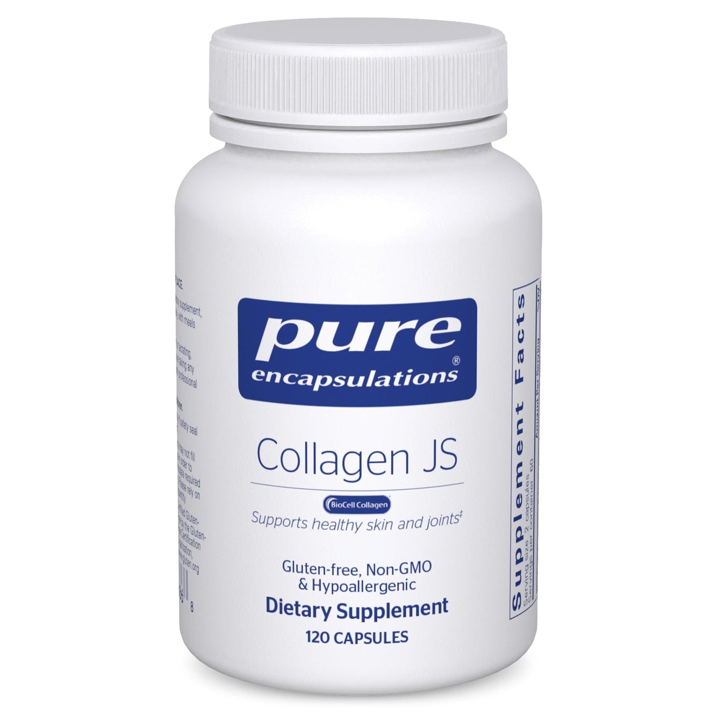 Pure Encapsulations Collagen JS - Skin & Joint Health* - 1,000 mg Hydrolyzed Biocell Collagen - Gluten Free & Non-GMO - 120 Capsules - PrimeBioHealth - canada supplements