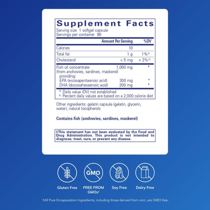 Pure Encapsulations EPA/DHA Essentials - Fish Oil Concentrate Supplement to Support Cardiovascular Health - Premium EPA & DHA Supplement - PrimeBioHealth - canada supplements