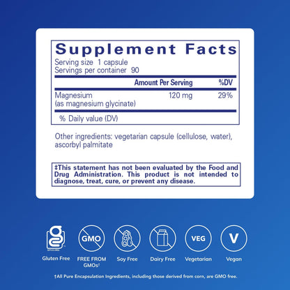 Pure Encapsulations Magnesium (Glycinate) - Supplement to Support Stress Relief, Sleep, Heart Health, Nerves, Muscles, and Metabolism - PrimeBioHealth - canada supplements