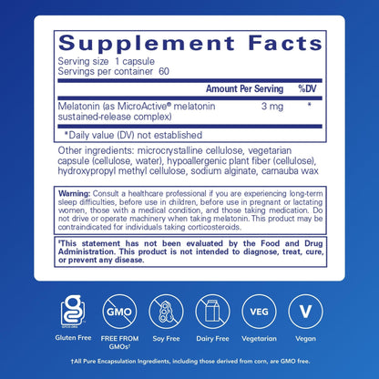 Pure Encapsulations Melatonin-SR - Extended Release Melatonin - Supports Restful Sleep* - Sleep Supplement - Gluten Free & Vegan - 60 Capsules - PrimeBioHealth - canada supplements