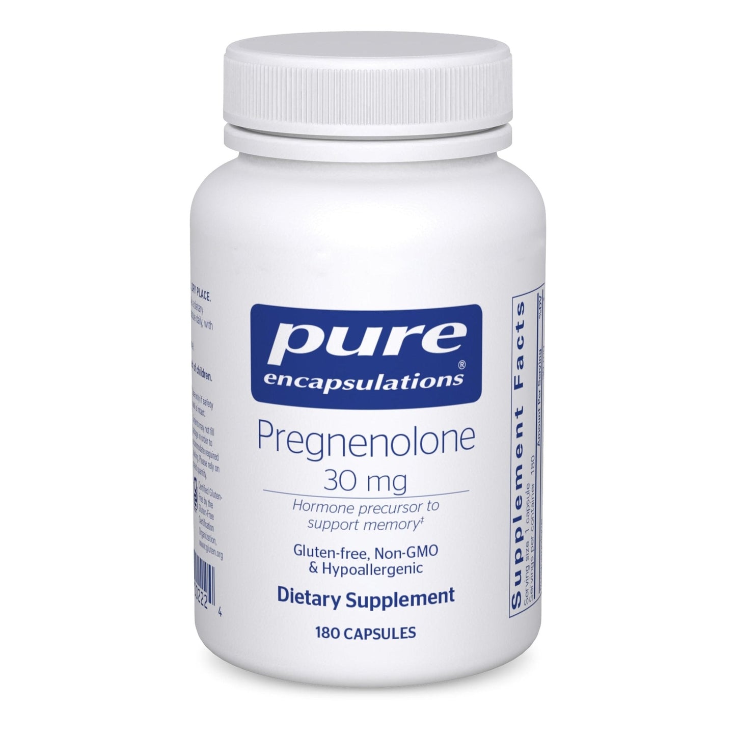 Pure Encapsulations Pregnenolone - 30 mg - Hormone Support - Memory Support - Gluten Free & Vegan - 180 Capsules - PrimeBioHealth - canada supplements