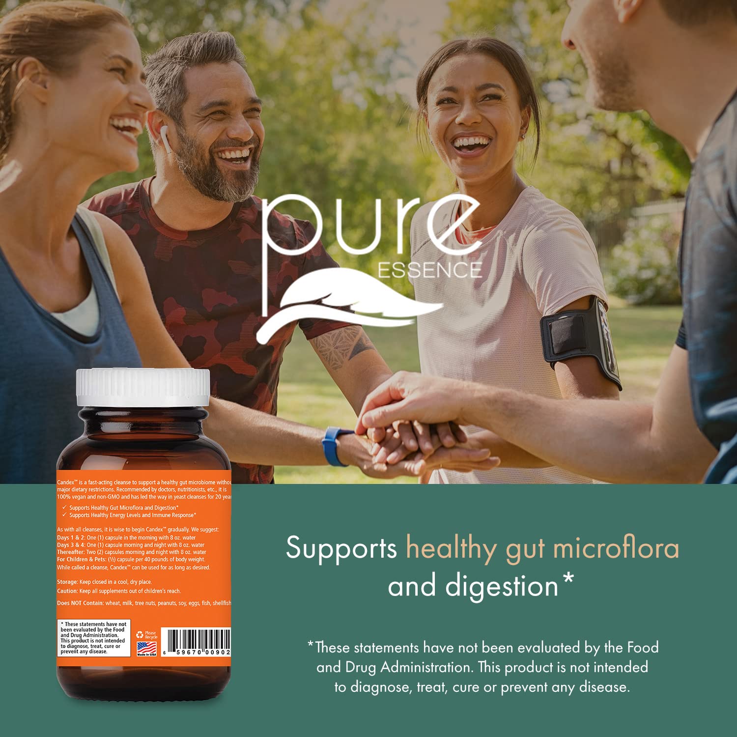 Pure Essence Candex Supplement - Yeast Overgrowth Supplement with Digestive Enzymes, Yeast Infection Probiotic Treatment for Men and Women - 120 Capsules - PrimeBioHealth - canada supplements