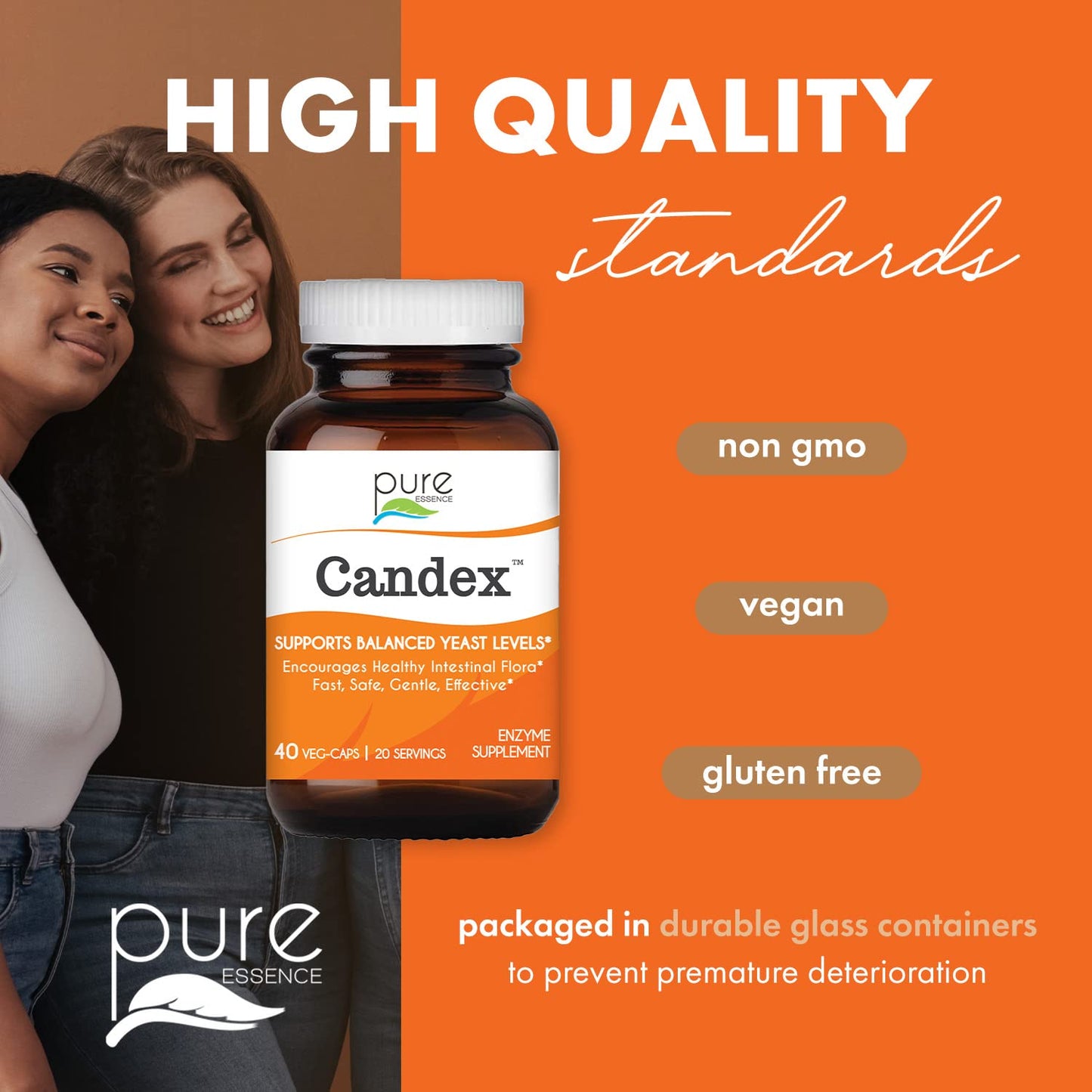 Pure Essence Candex Supplement - Yeast Overgrowth Supplement with Digestive Enzymes, Yeast Infection Probiotic Treatment for Men and Women - 120 Capsules - PrimeBioHealth - canada supplements